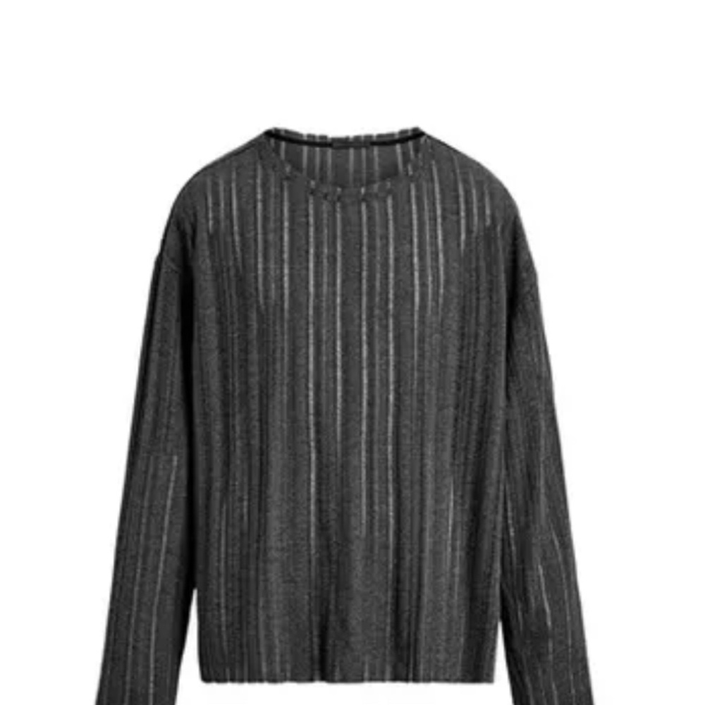 Zara Charcoal Ribbed Crewneck Sweater
